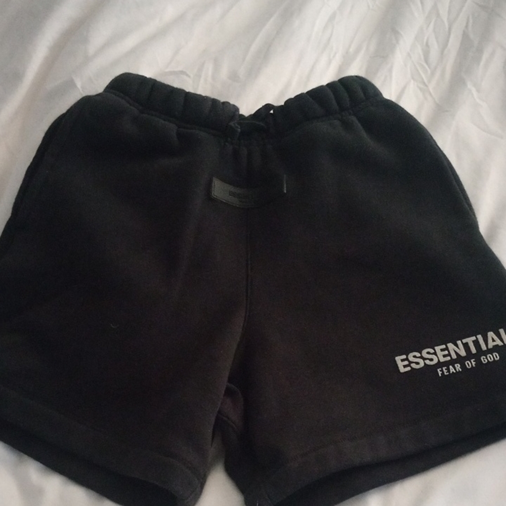 Fear of God Essentials Kids Black Logo Sweat Shorts